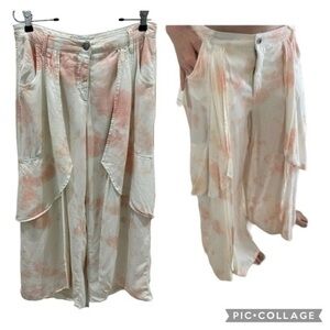 GEMMA + JANE Ruffle Wide Leg Tie Dye pants Jeans